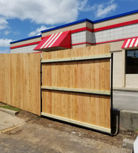 wood fence installed on a commercial place Indianapolis IN